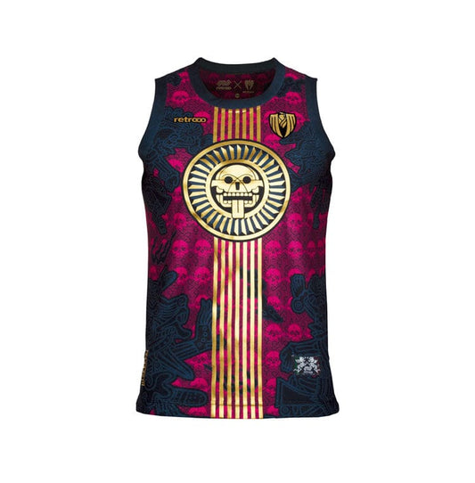 Retroooclothes Jersey Jersey Premium Tzompantli Mictlán - Edición Serigrafía Dorada | Lujo Ancestral Supremo