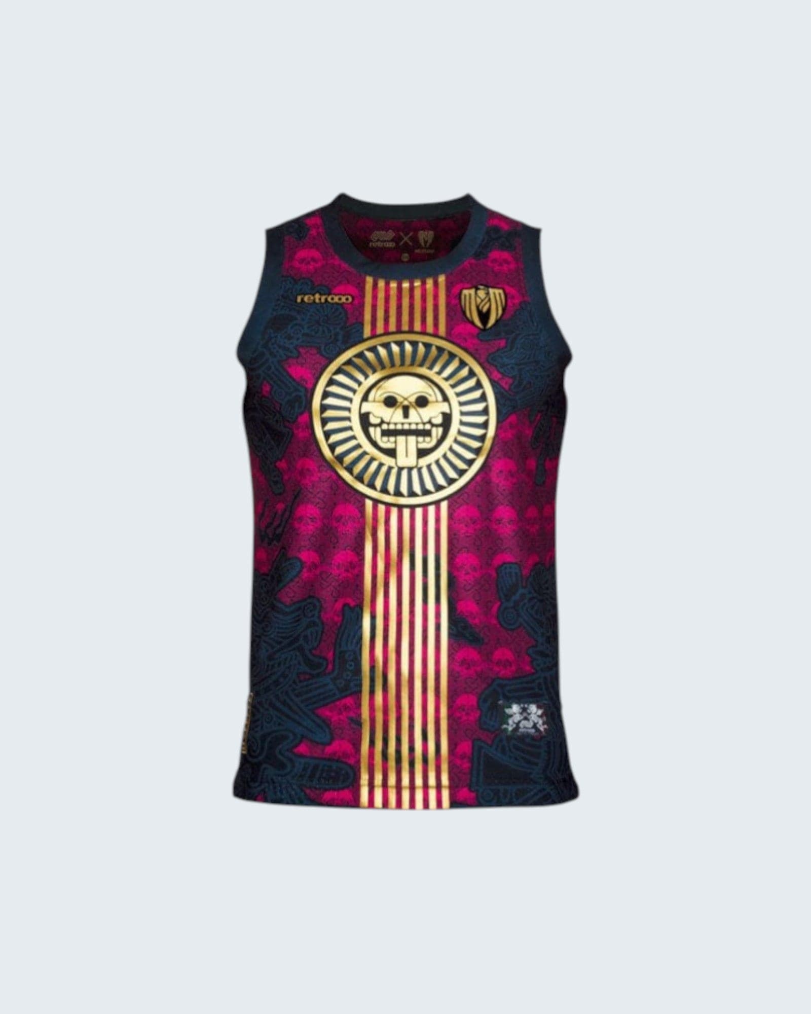 Retroooclothes Jersey Jersey Premium Tzompantli Mictlán - Edición Serigrafía Dorada | Lujo Ancestral Supremo
