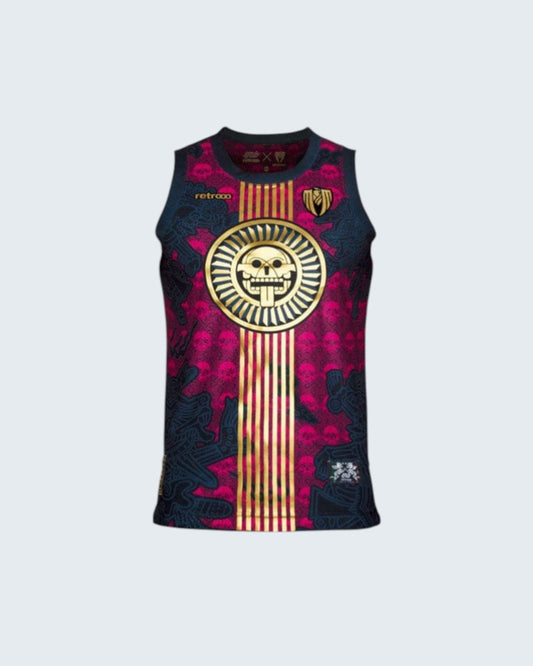 Retroooclothes Jersey Jersey Premium Tzompantli Mictlán - Edición Serigrafía Dorada | Lujo Ancestral Supremo