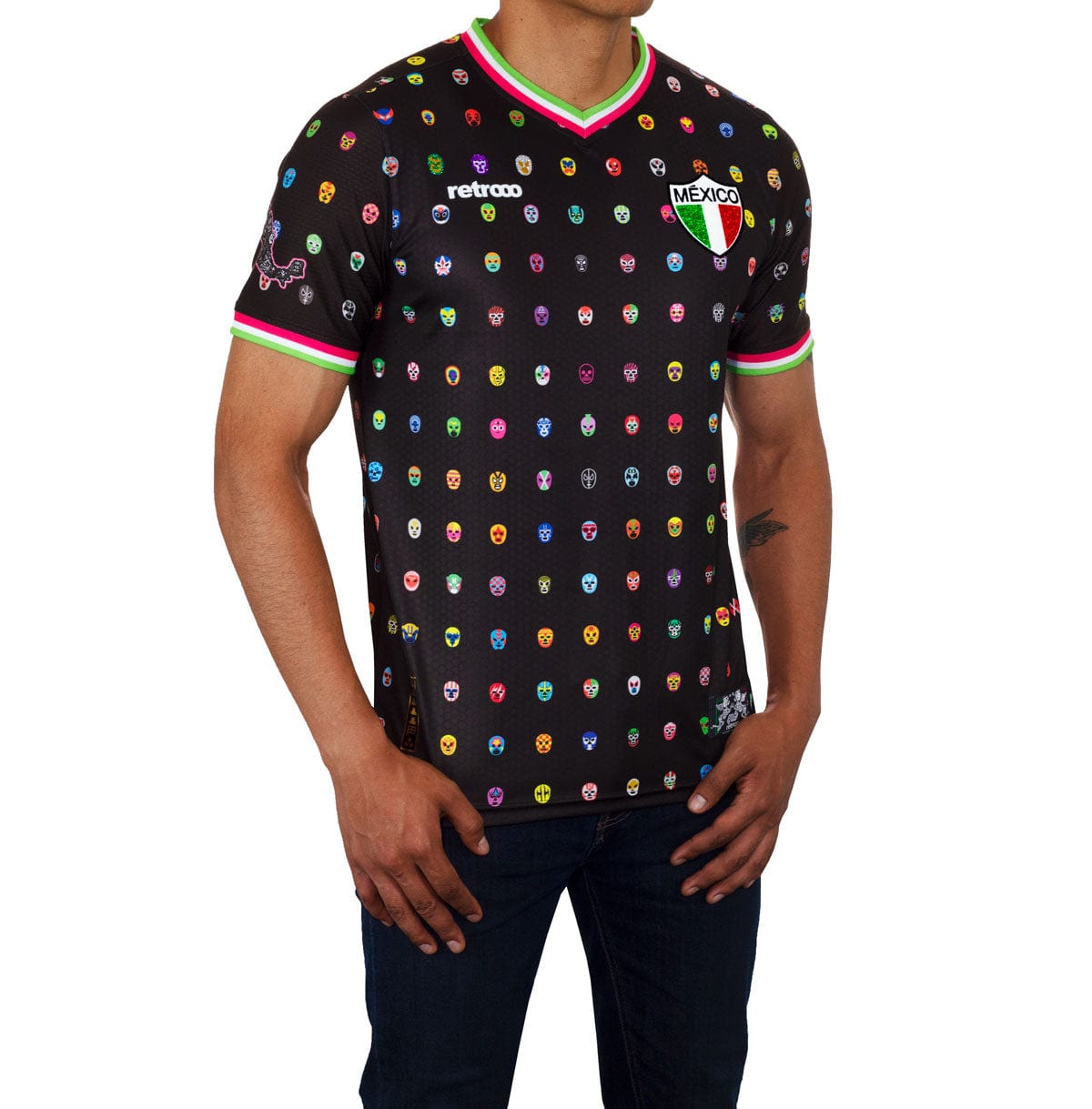 Retroooclothes Jersey Jersey Retrooo México Mascaritas Negro