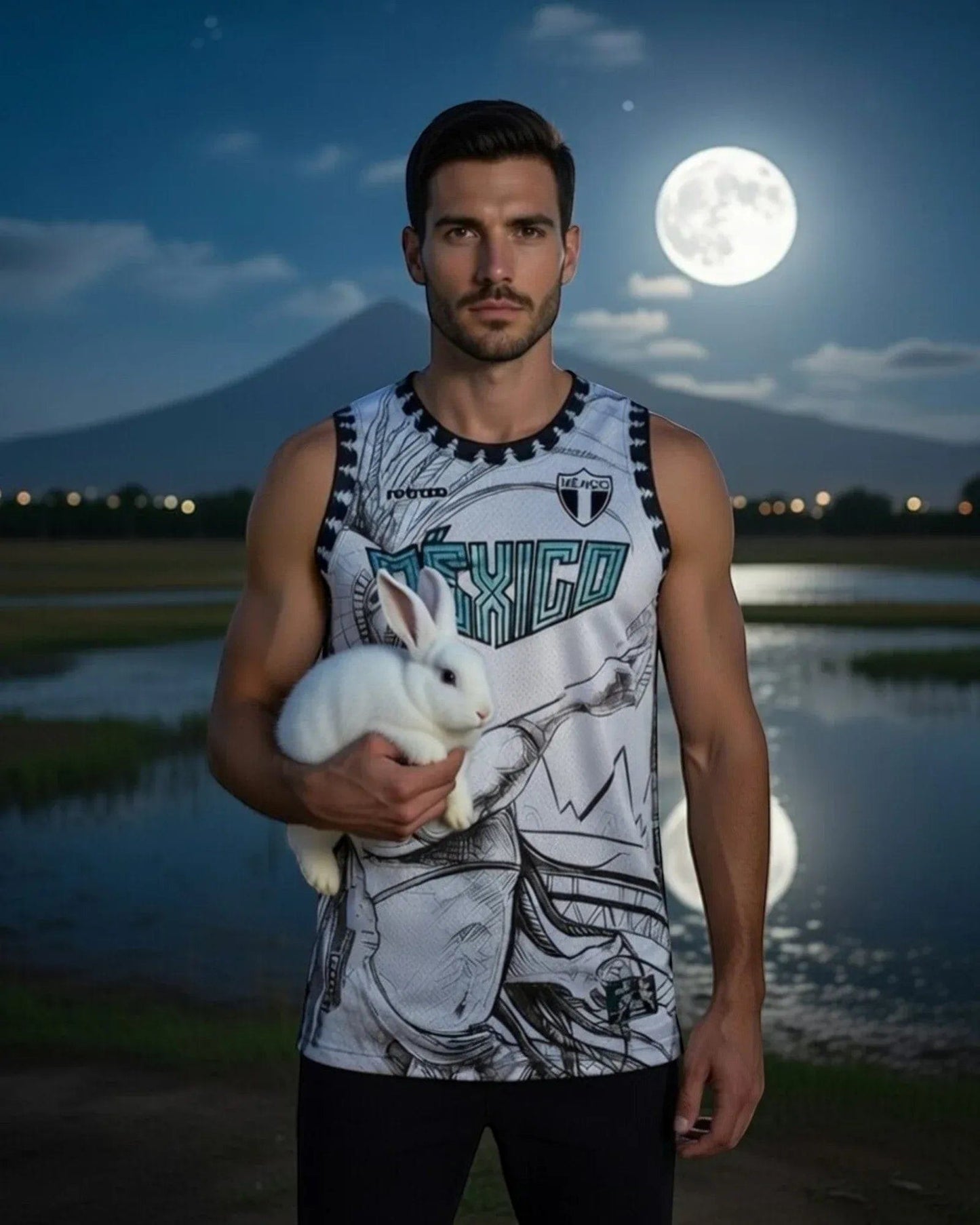 Retroooclothes Jersey Jersey Retrooo México Quetzalcóatl Conejo en la Luna