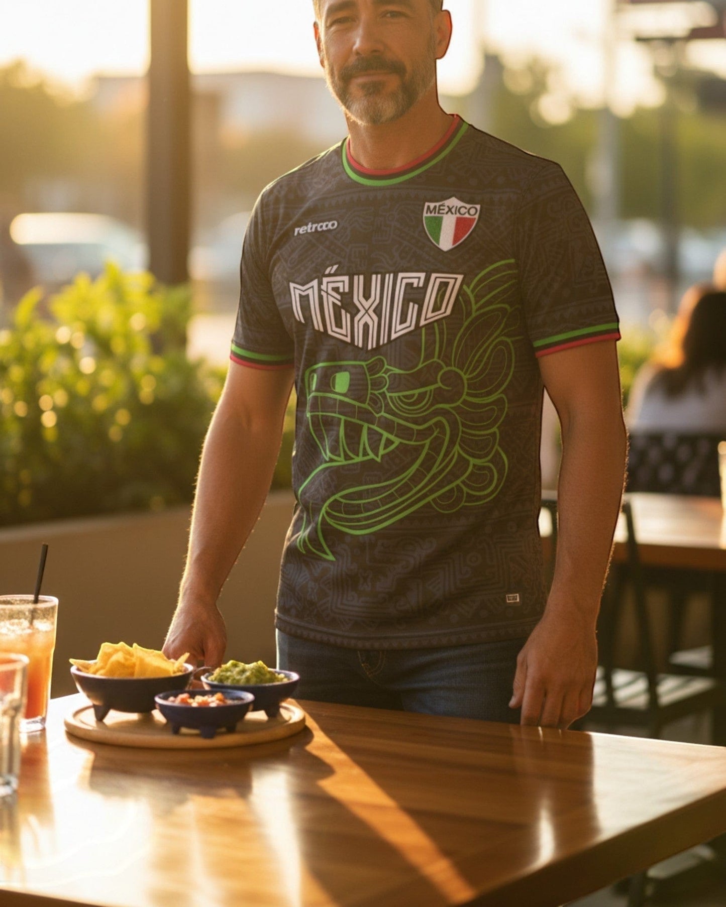 Retroooclothes Jersey Jersey Retrooo México Serpiente Emplumada Obsidiana Urbano