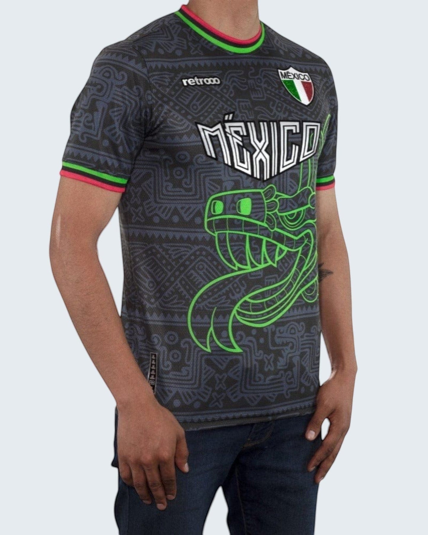 Retroooclothes Jersey Jersey Retrooo México Serpiente Emplumada Obsidiana Urbano
