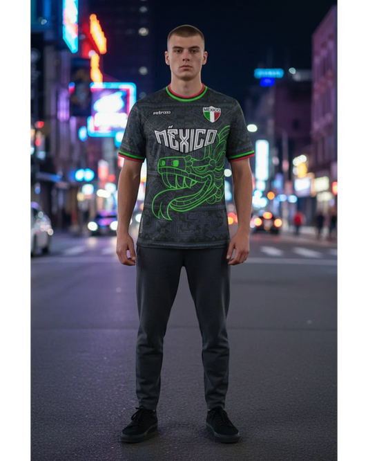 Retroooclothes Jersey Jersey Retrooo México Serpiente Emplumada Obsidiana Urbano