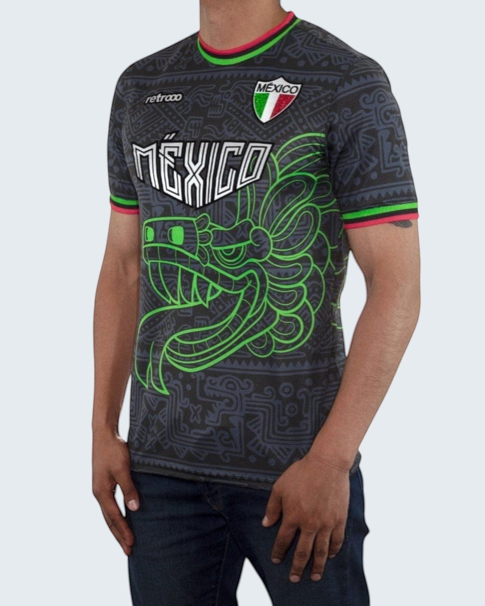 Retroooclothes Jersey Jersey Retrooo México Serpiente Emplumada Obsidiana Urbano