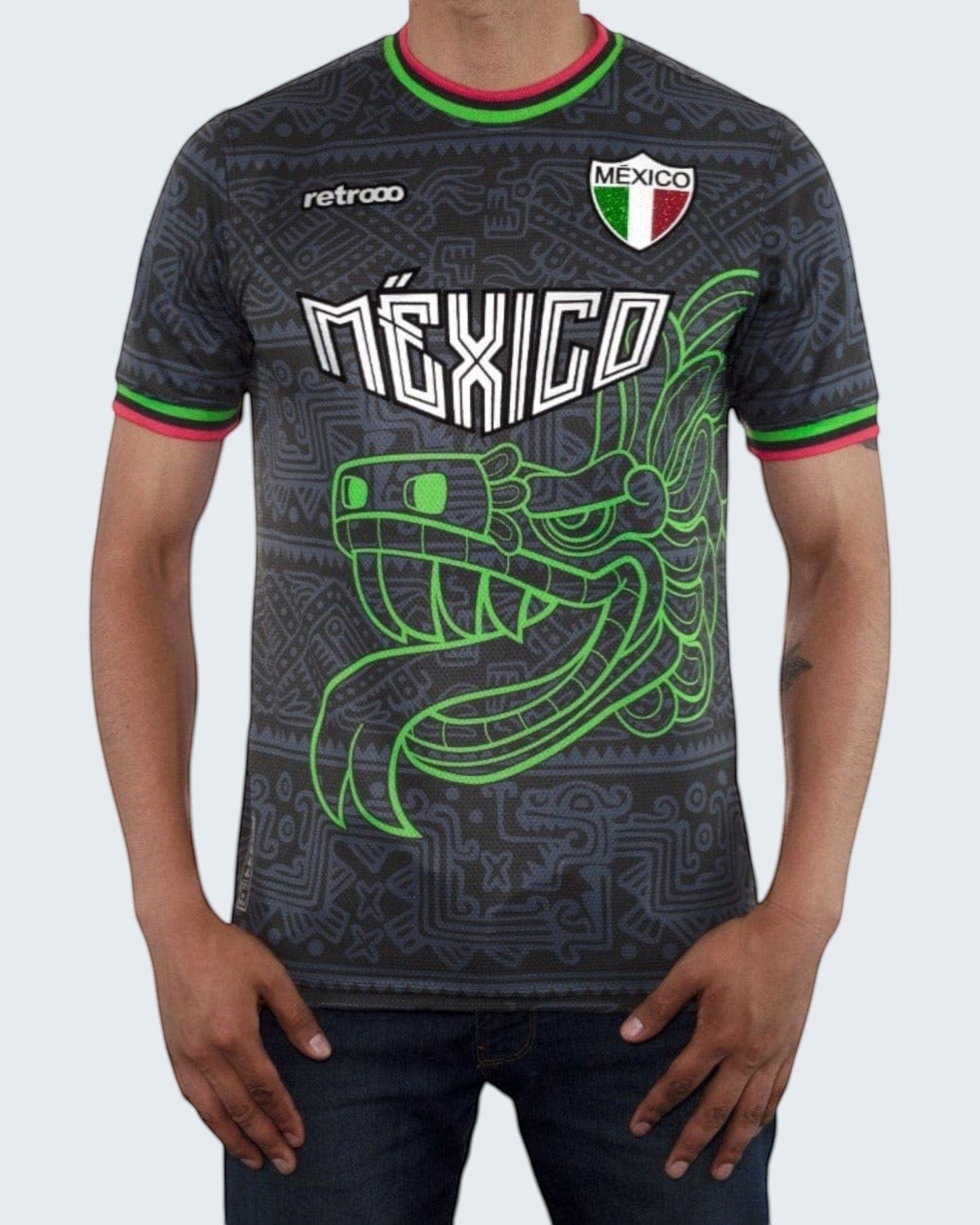 Retroooclothes Jersey Jersey Retrooo México Serpiente Emplumada Obsidiana Urbano