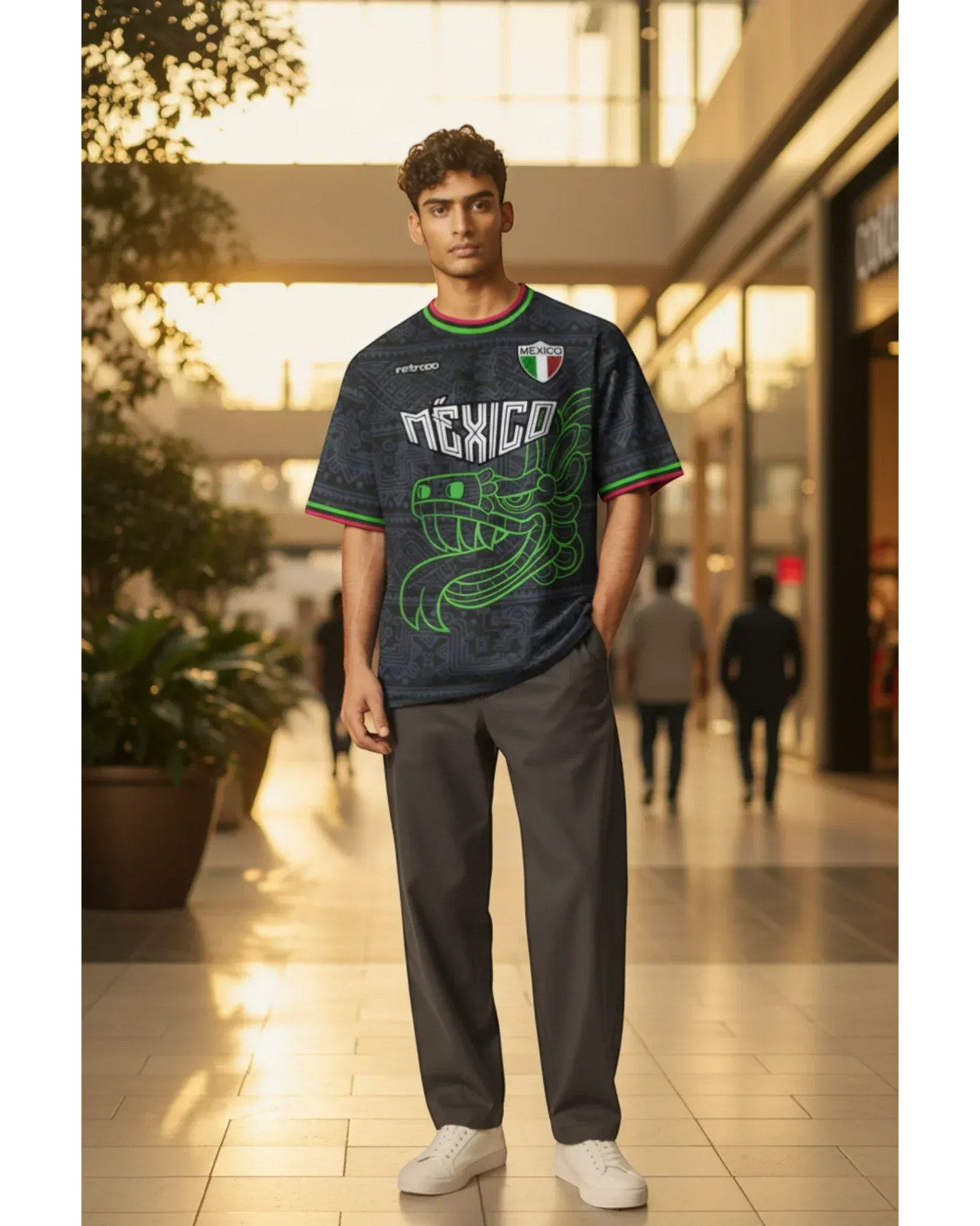 Retroooclothes Jersey Jersey Retrooo México Serpiente Emplumada Obsidiana Urbano