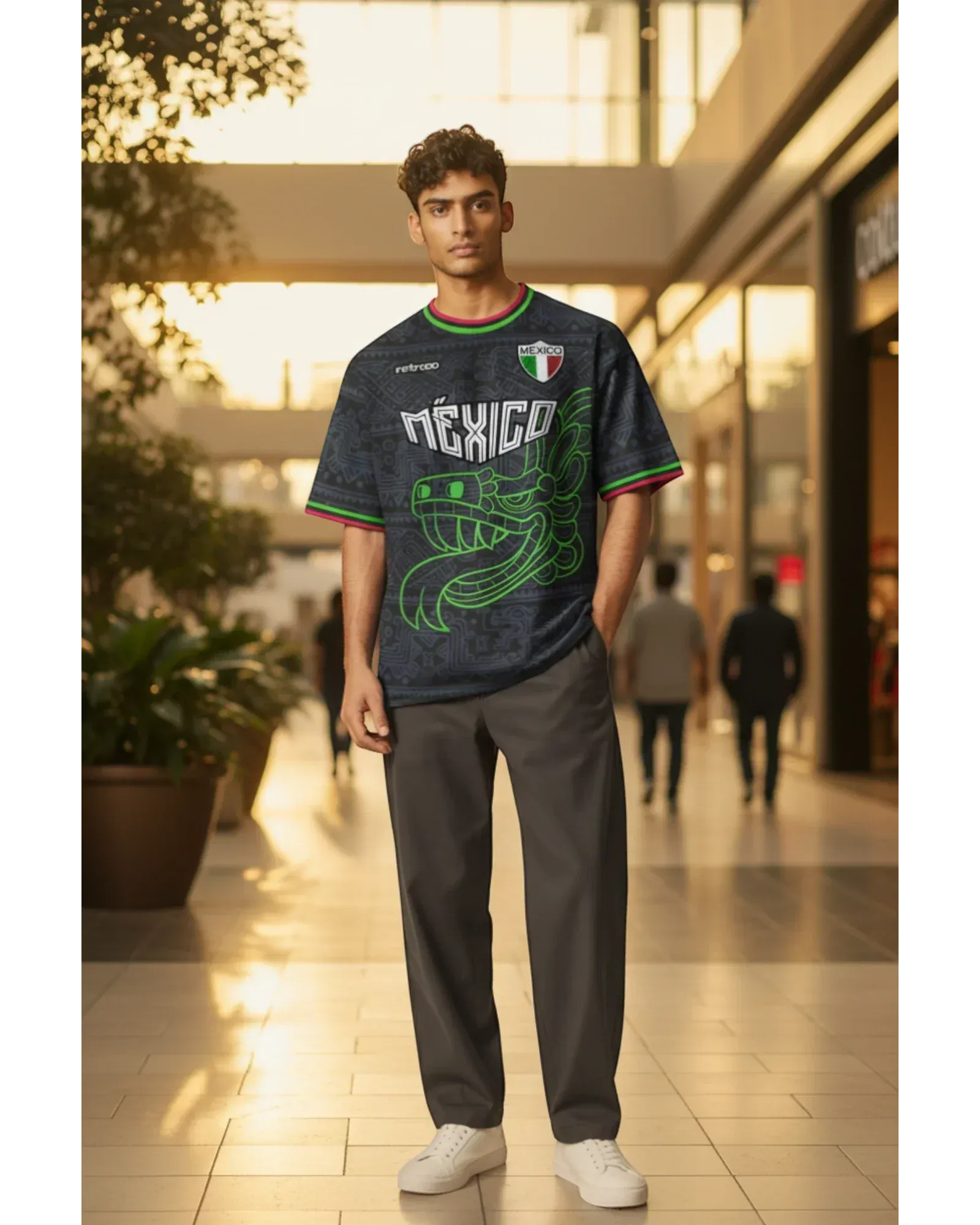 Retroooclothes Jersey Jersey Retrooo México Serpiente Emplumada Obsidiana Urbano