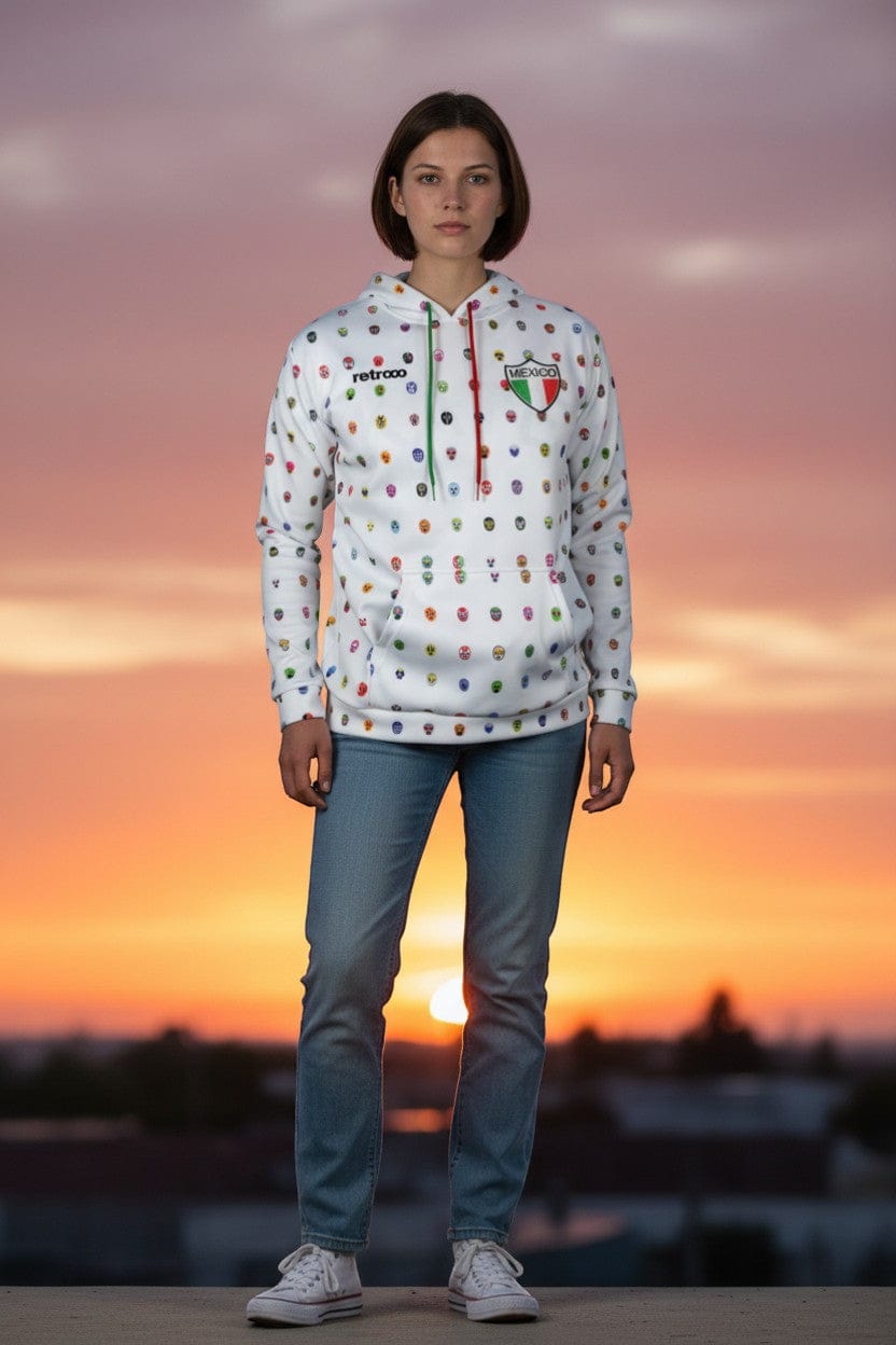 Retroooclothes Sudadera Sudadera Retrooo México Mascaritas Blanca