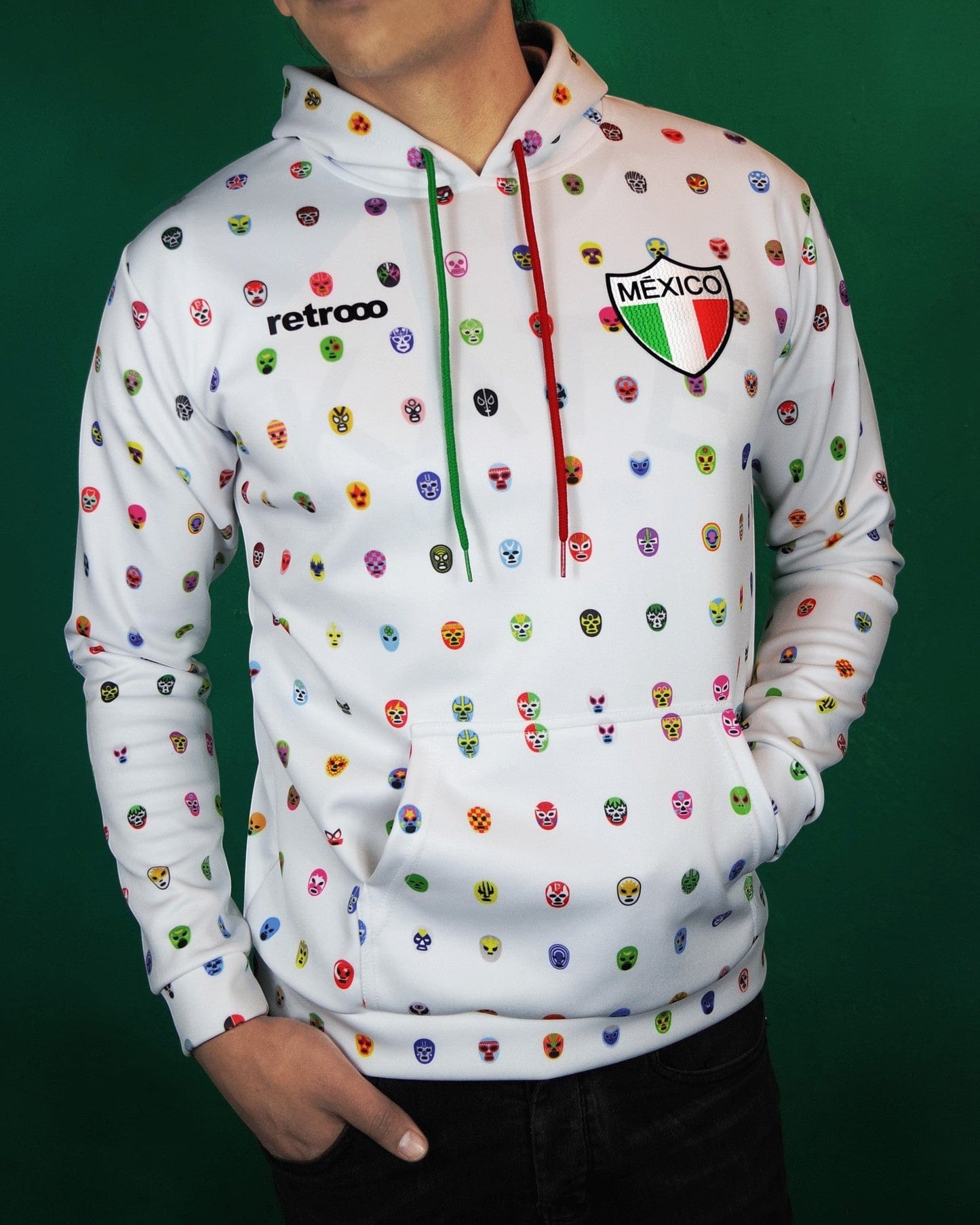 Retroooclothes Sudadera Sudadera Retrooo México Mascaritas Blanca