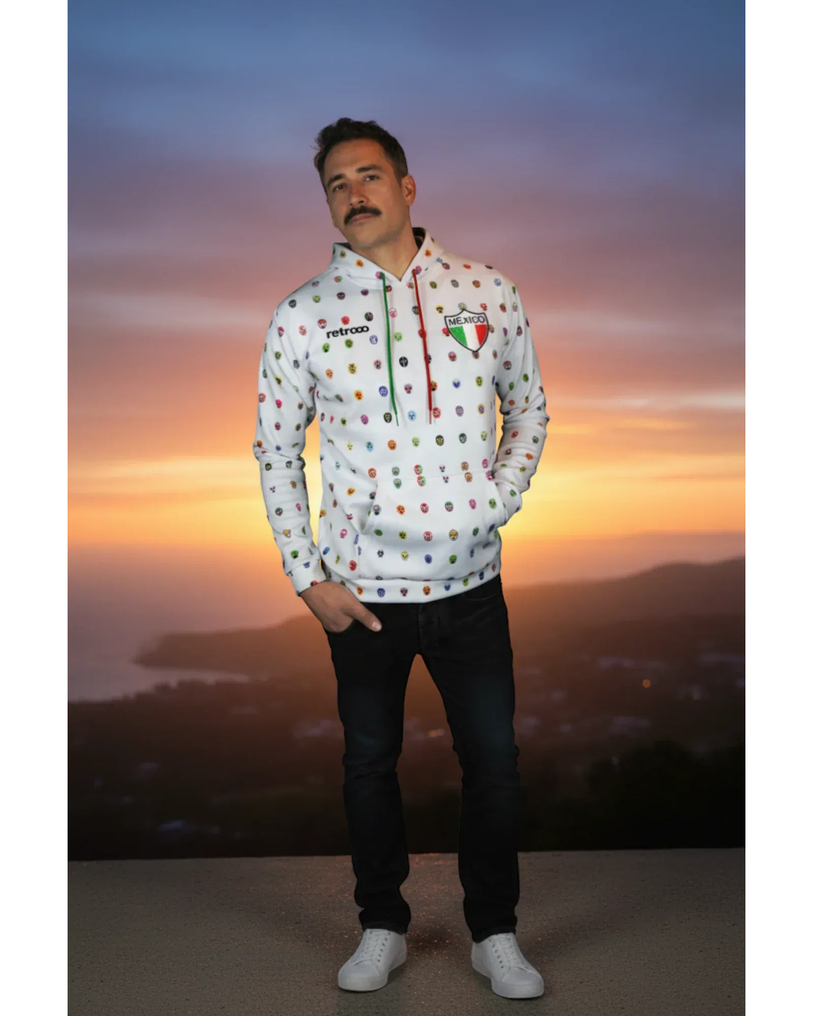 Retroooclothes Sudadera Sudadera Retrooo México Mascaritas Blanca