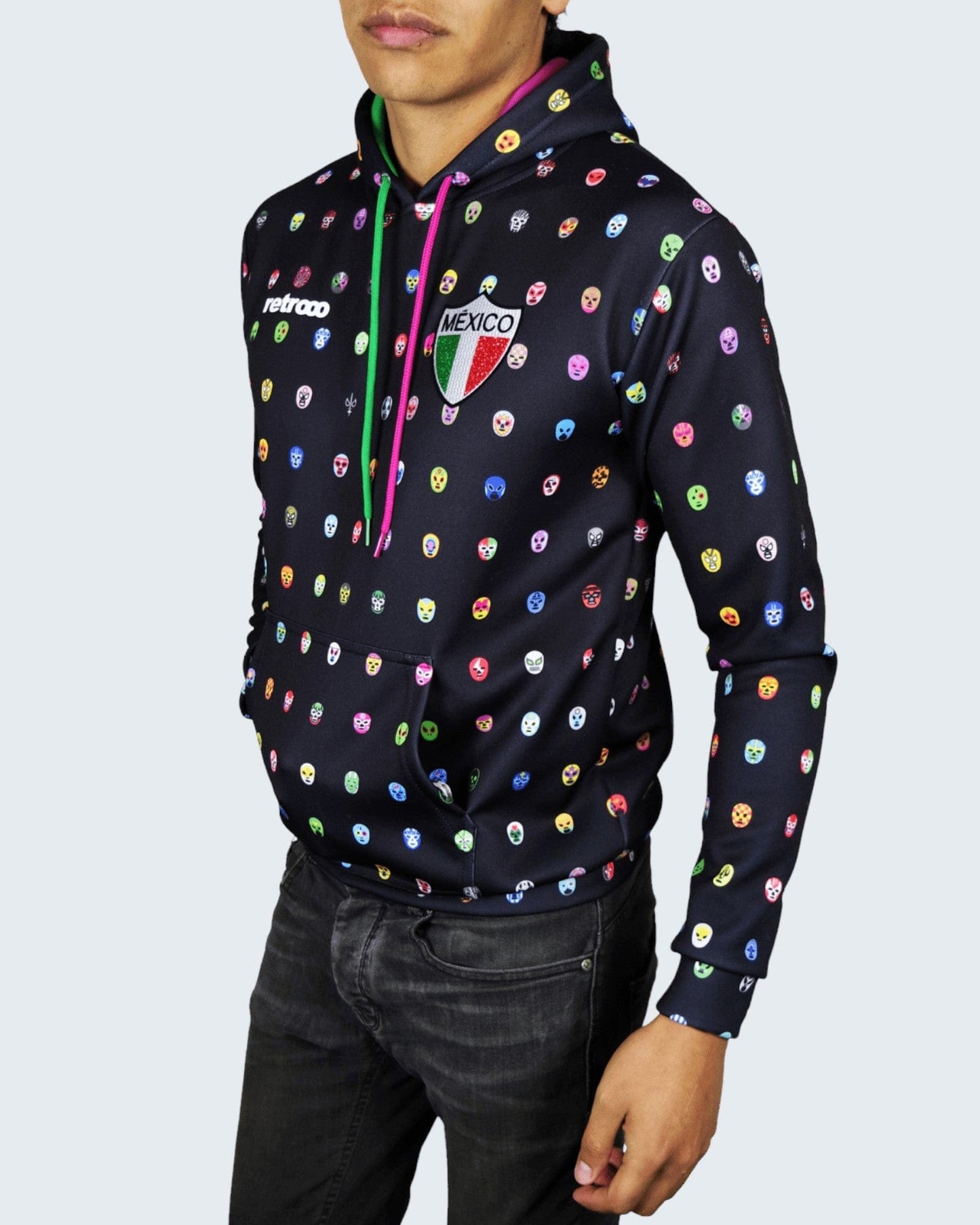 Retroooclothes Sudadera Sudadera Retrooo México Mascaritas Negra