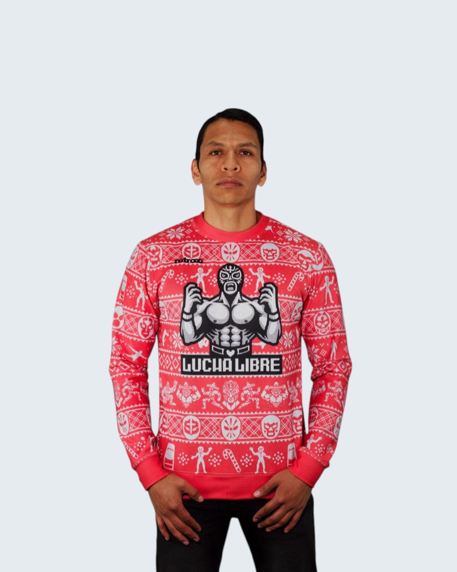 Retroooclothes Sueter Ugly Sweater Lucha Libre Navidad