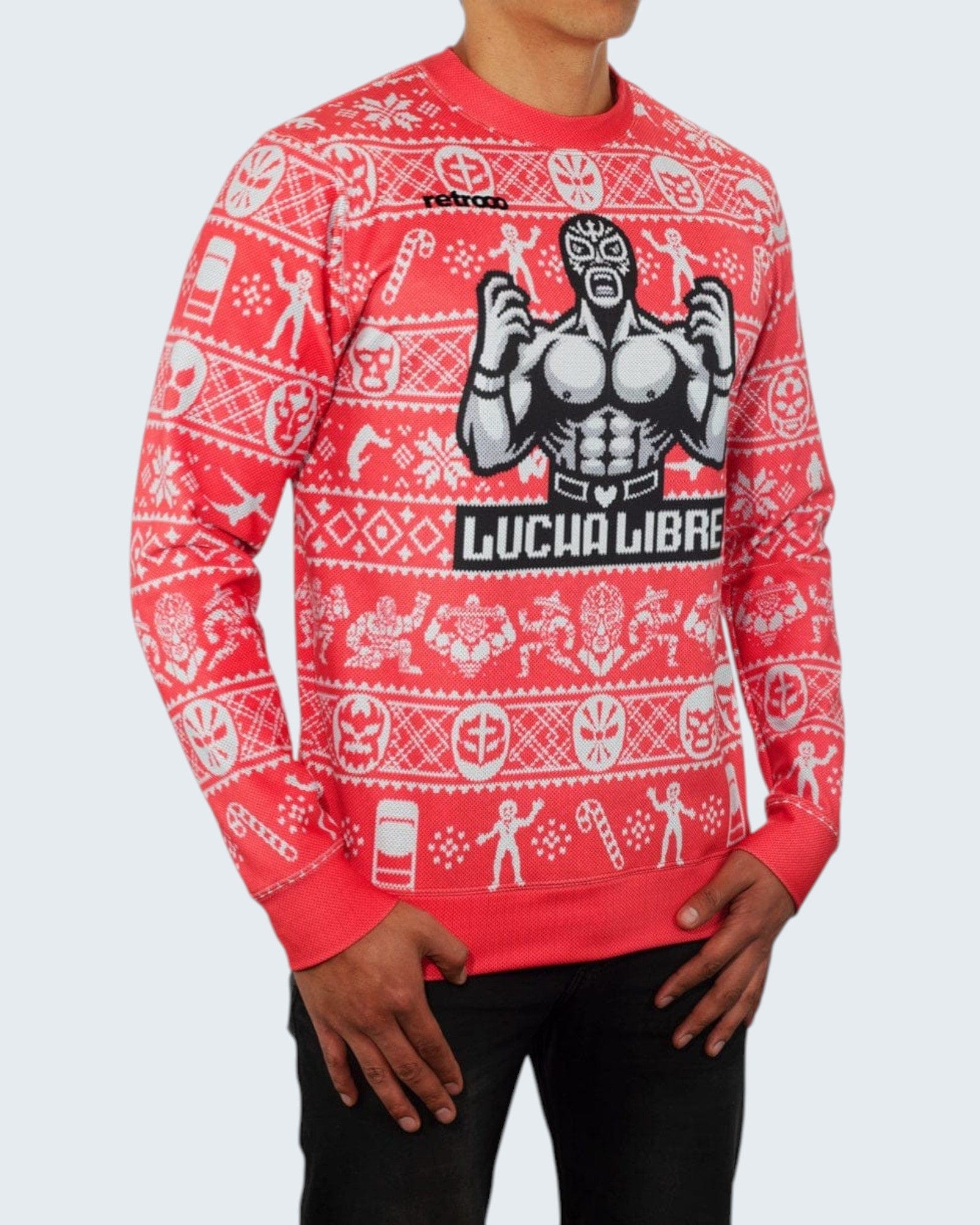 Retroooclothes Sueter Ugly Sweater Lucha Libre Navidad