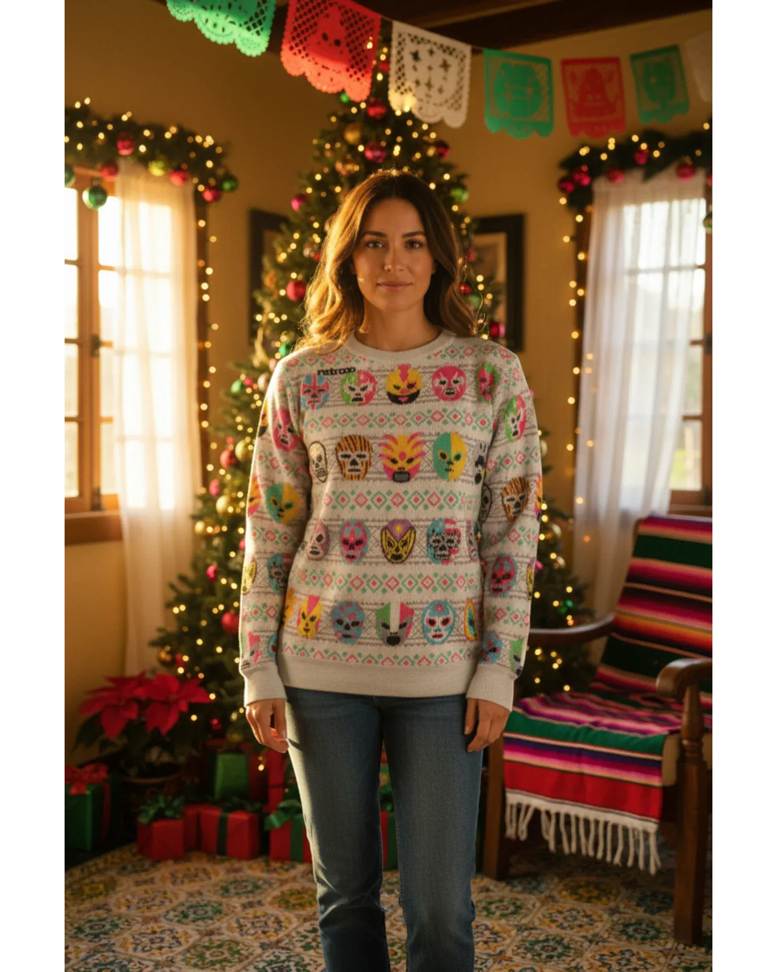 Retroooclothes Sueter Ugly Sweater Lucha Libre Navidad