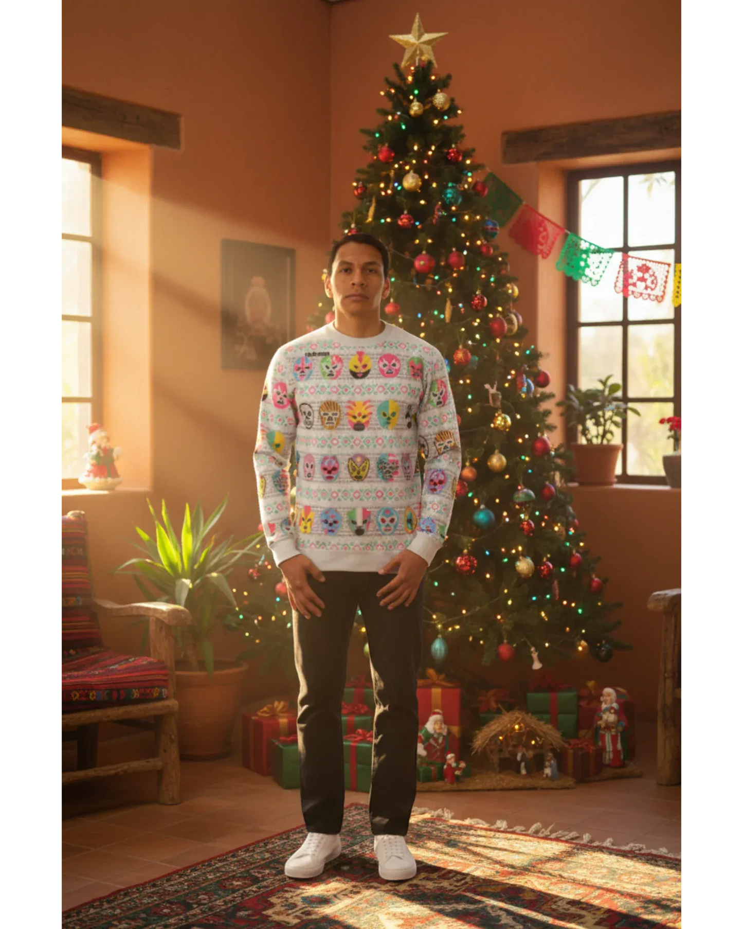 Retroooclothes Sueter Ugly Sweater Lucha Libre Navidad