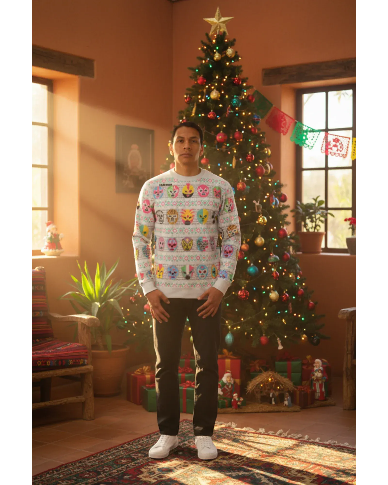 Retroooclothes Sueter Ugly Sweater Lucha Libre Navidad