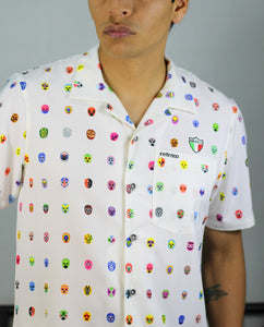 Camisa Hawaiana Retrooo México Mascaritas Blanco