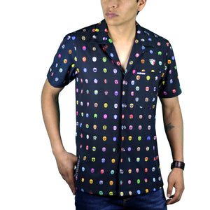 Camisa Hawaiana Retrooo México Mascaritas Negro