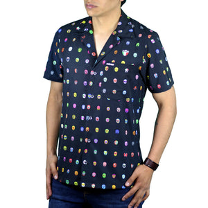 Camisa Hawaiana Retrooo México Mascaritas Negro