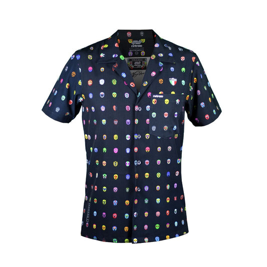 Retroooclothes Jersey Camisa Hawaiana Retrooo México Mascaritas Negro