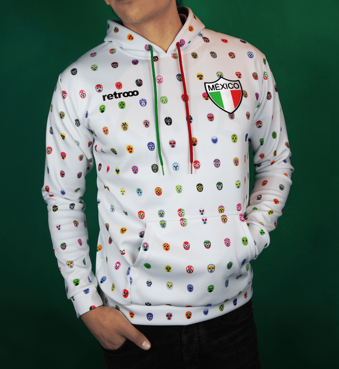 Retroooclothes Sudadera Sudadera Retrooo México Mascaritas Blanca