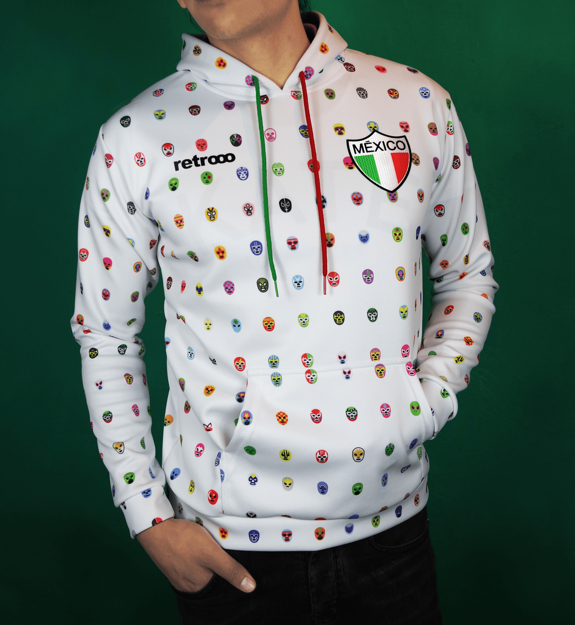 Retroooclothes Sudadera Sudadera Retrooo México Mascaritas Blanca