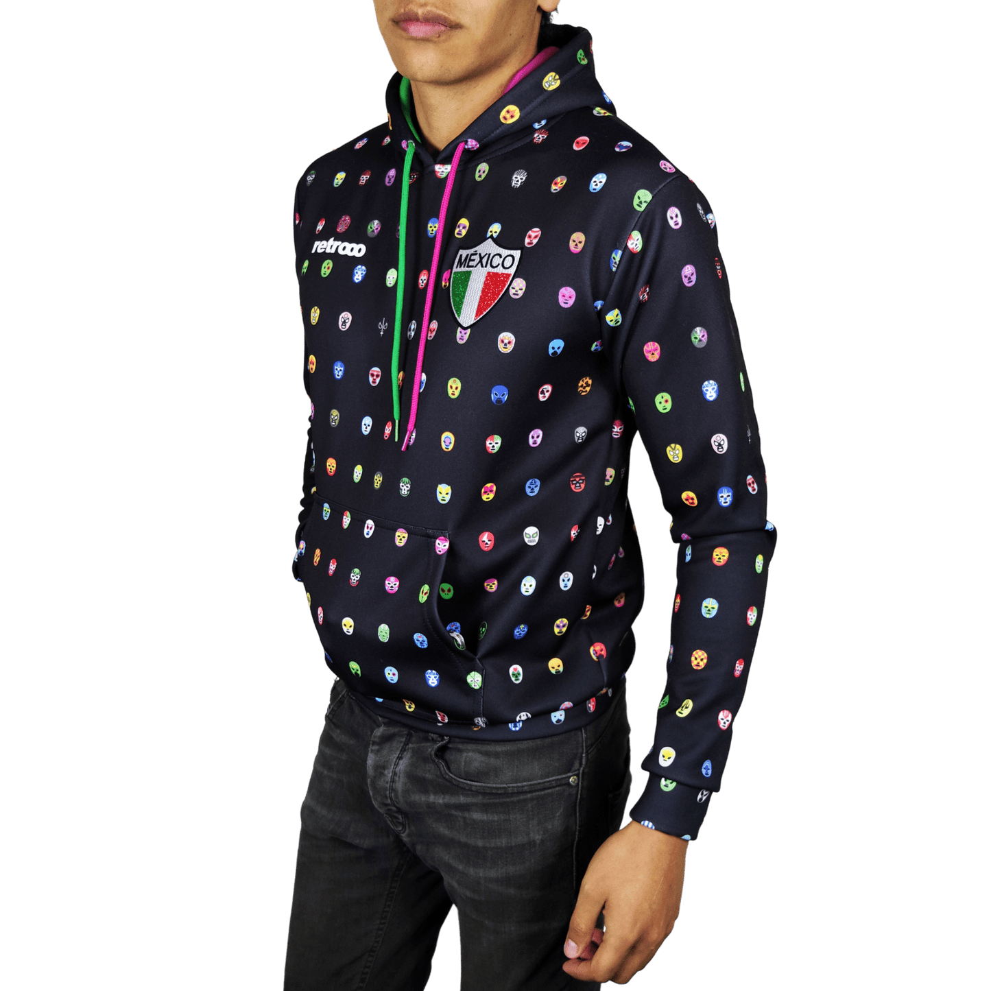 Retroooclothes Sudadera Sudadera Retrooo México Mascaritas Negra