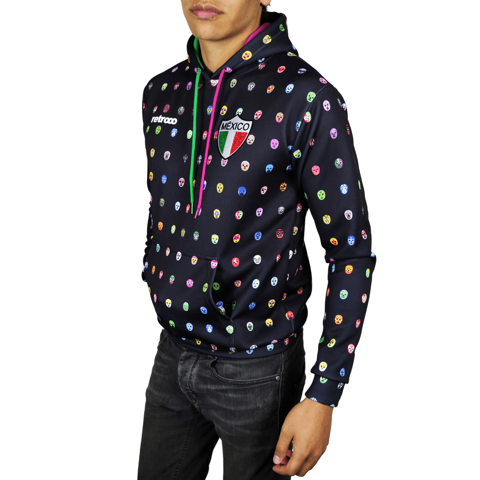 Retroooclothes Sudadera Sudadera Retrooo México Mascaritas Negra